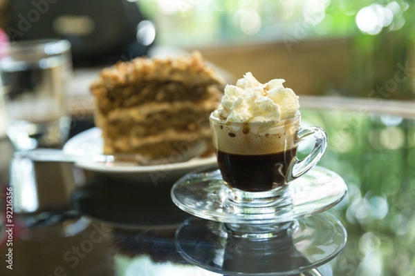 Obraz Cup of espresso coffee with whipped cream
