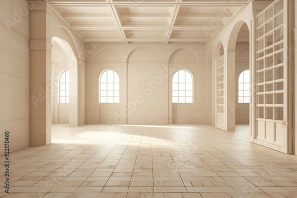 Obraz Inside castle empty architecture building flooring.