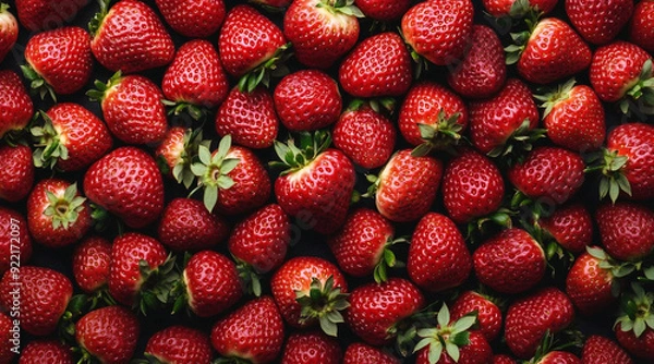 Obraz Strawberry background. Top view of fresh ripe strawberry fruits