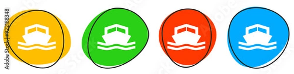 Fototapeta 4 bunte Icons: Motorboot - Button Banner