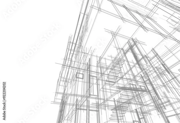 Obraz Modern house sketch vector 3d rendering