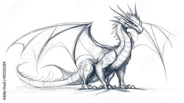 Obraz A sketch dragon drawing