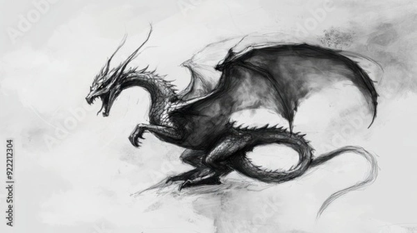 Obraz A sketch dragon drawing