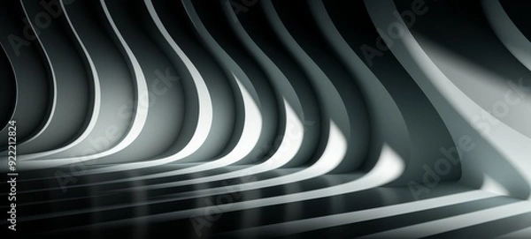 Fototapeta Light and shadow forming abstract waves. Curved lines formed by light and shadow, creating a dynamic abstract wave pattern. Great for creative, modern, or abstract design themes. Photography, vertical
