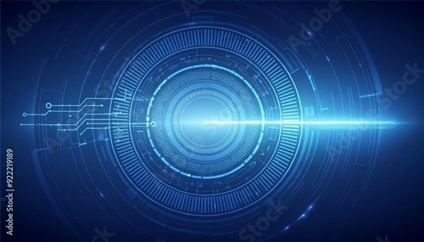 Fototapeta Futuristic digital transformation abstract technology blue background. Artificial intelligence and big data. Business growth change and industry 4.0 internet of things concept.  illustration