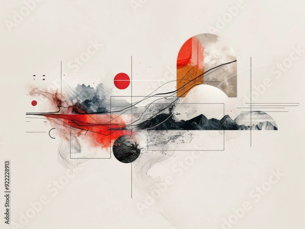 Fototapeta Illustration, background with drops and bubbles