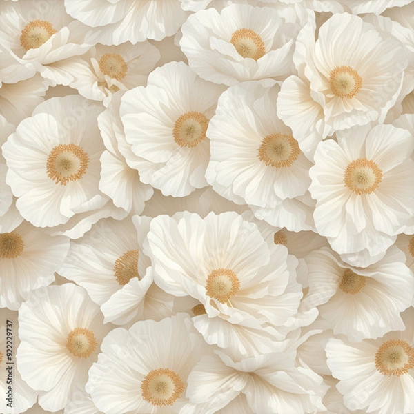 Fototapeta アニメ風の白のポピーのテクスチャパターン