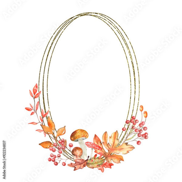 Obraz Watercolor Fall Autumn Frame Graphic for Wedding birthday and prints