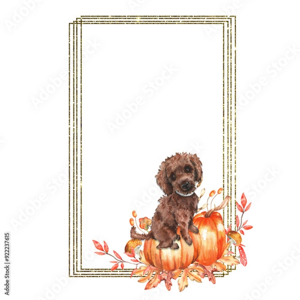 Obraz Watercolor Fall Autumn Frame Graphic for Wedding birthday and prints