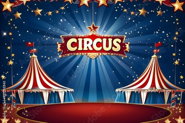 Fototapeta Circus poster background Circus and Entertainment background Concept