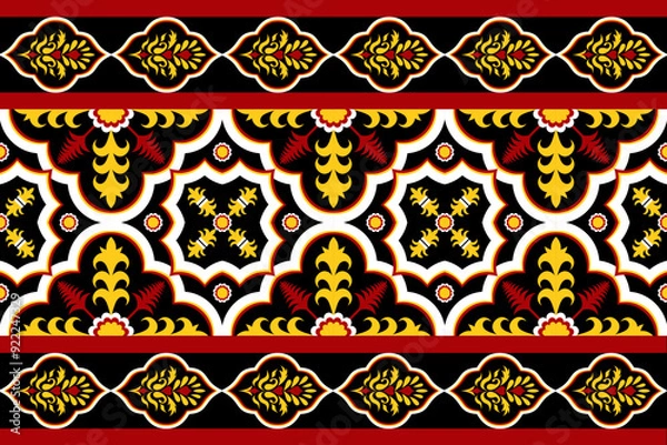 Fototapeta High quality vector illustration of an intricate black and white floral damask pattern. Perfect for use in wallpaper, textiles, backgrounds, home decor, carpets, tiles, curtains.