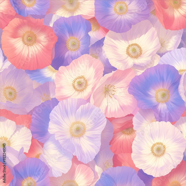 Fototapeta アニメ風のマルチカラーのポピーのテクスチャパターン