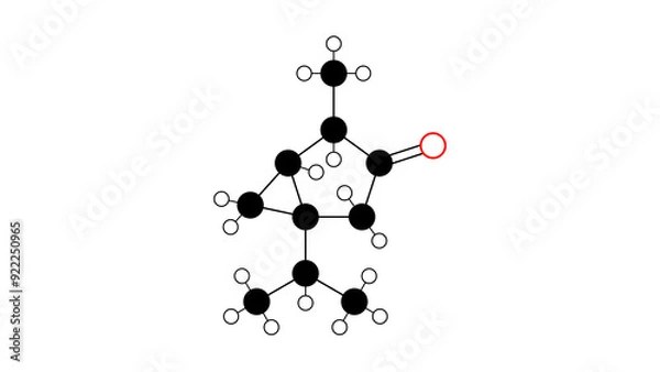 Fototapeta thujone molecule, structural chemical formula, ball-and-stick model, isolated image ketone