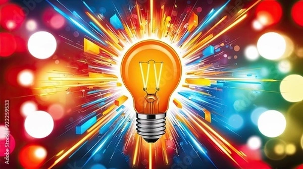 Obraz Bright Lightbulb with Exploding Color.