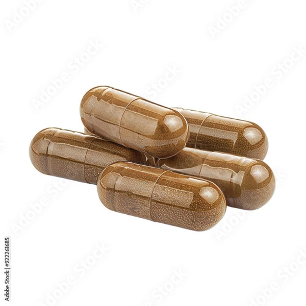 Fototapeta Isolated Brown Echinacea Capsules Without Background Transparency.