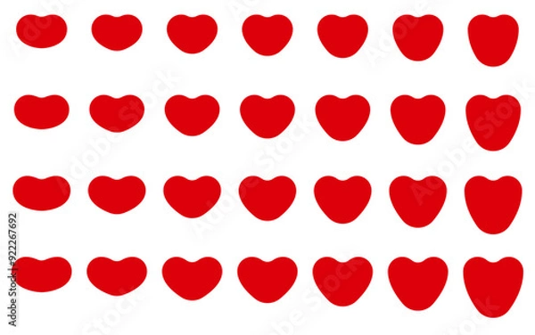 Fototapeta 様々な形のハートマークアイコンのベクターイラストセット