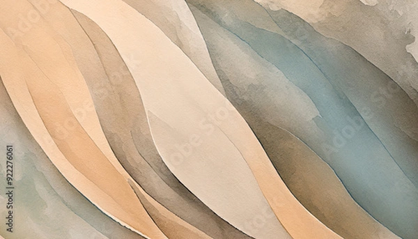 Fototapeta Abstract watercolor background in beige and green colors