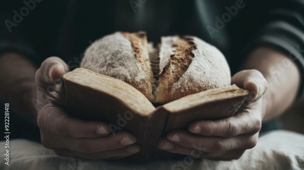 Fototapeta Give us this day our Daily Bread - Bible Passage of The Lord's Prayer Illustrating Christian Principles of Simplicity in Life, Faith, and Reliance on God
