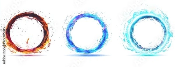 Fototapeta The electric energy circle set is isolated on a transparent background.