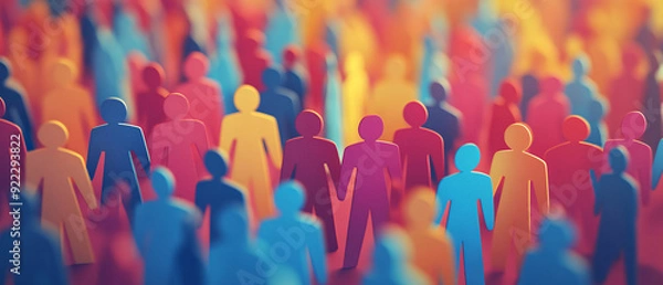 Fototapeta Colorful Paper Cutout People Representing Diversity and Inclusion, Colorful Paper Cutout People Representing Diversity and Inclusio