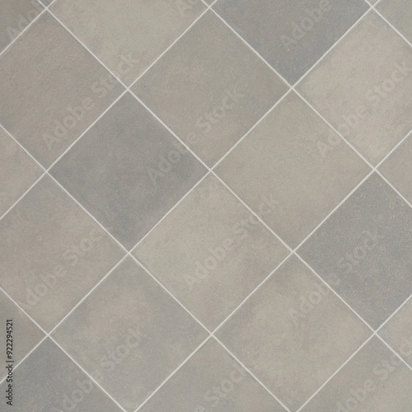 Fototapeta Light Grey Stone Tile Texture - Diagonal Grid Pattern, High-Resolution Swatch for Interior Design and Architectural Projects