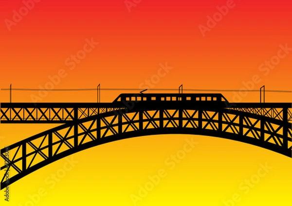 Obraz ilustracja mostu z metrem