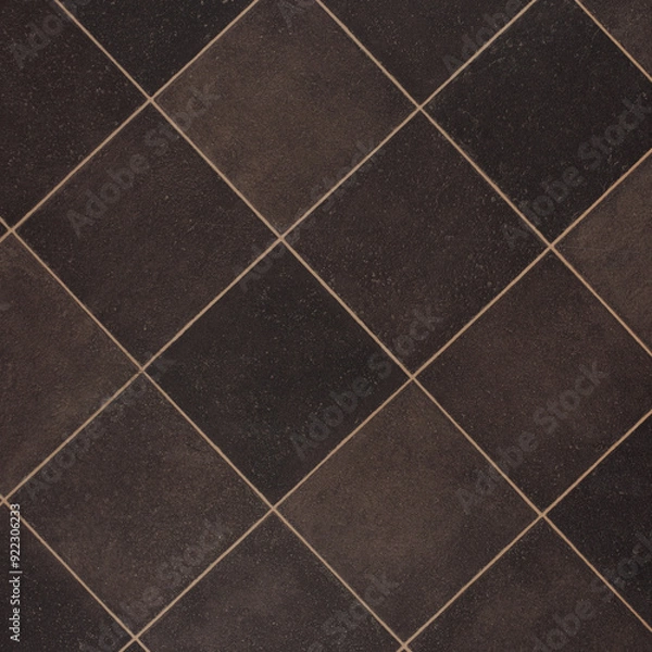 Obraz "Dark Brown and Black Checkered Tile Texture - High-Resolution Swatch with Diagonal Pattern for Interior Design and Architectural Projects"