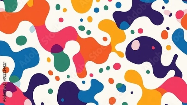 Fototapeta Colorful abstract shapes with vibrant patterns on a light background