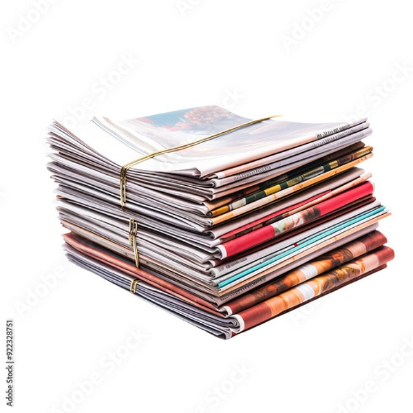 Fototapeta Stack of Magazines Isolated Without Background for Transparency.