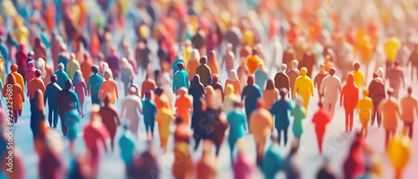 Fototapeta Abstract Crowd of Colorful Figures Walking Together  A Concept of Diversity and Unity, Abstract Crowd of Colorful Figures Walking Together  A Concept o