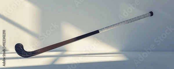 Obraz Minimalist field hockey, single stick, white background, soft light