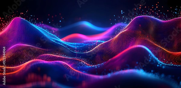 Obraz Abstract digital background. Big data visualization. Futuristic technology wave, 