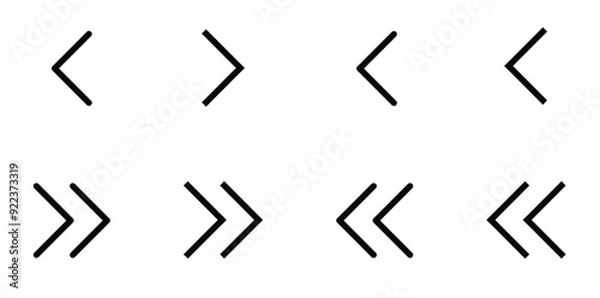 Obraz simple chevron icon set. left right icon. next previos. thin icons