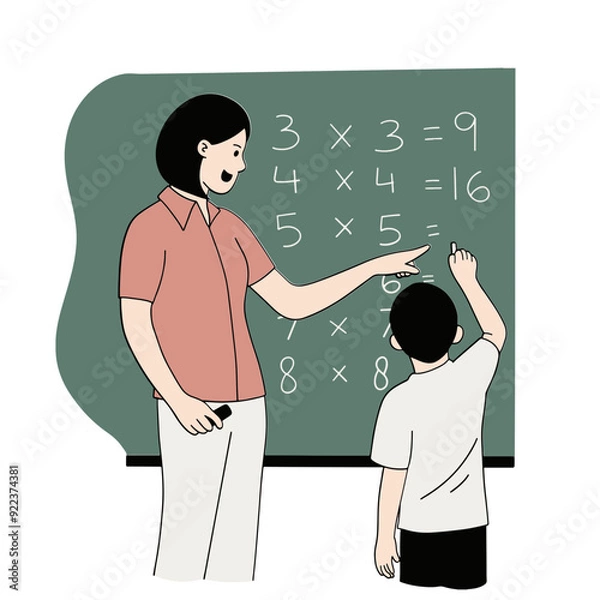 Obraz teacher teaches mathematics to student