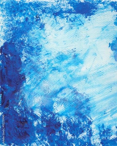 Fototapeta Abstract rough blue texture with acrlilyc paint