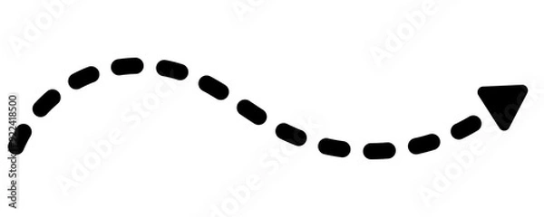 Fototapeta Wavy arrow dashed line isolated