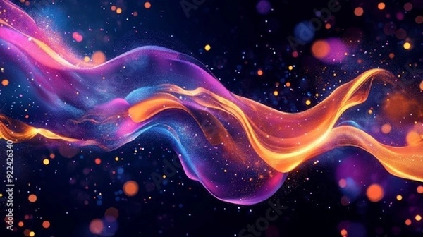 Fototapeta Abstract purple technology waves with bokeh effect, creative design