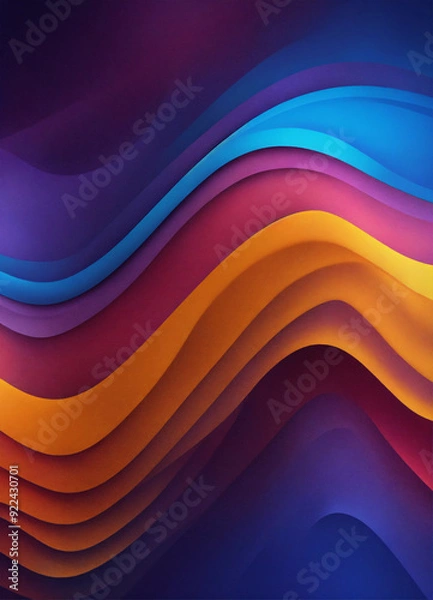 Obraz abstract colorful background,Vibrant wavy pattern blending shades of purple, blue, and orange, creating a dynamic and modern abstract background.Abstract colorful wavy on a dark background.