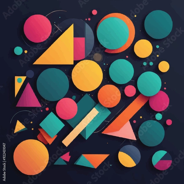 Obraz Abstract background with colorful geometric shapes and minimalistic design