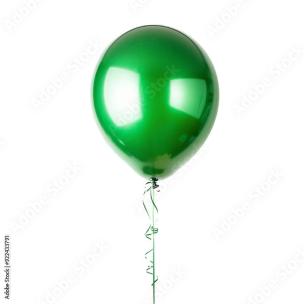 Fototapeta A playful shiny green balloon standing alone.