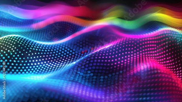 Obraz Pixels waves in rainbow style, in the style of whiplash line