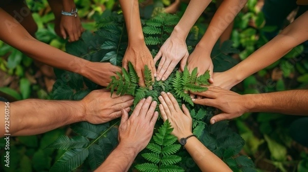 Obraz community where everyone works together to protect the environment