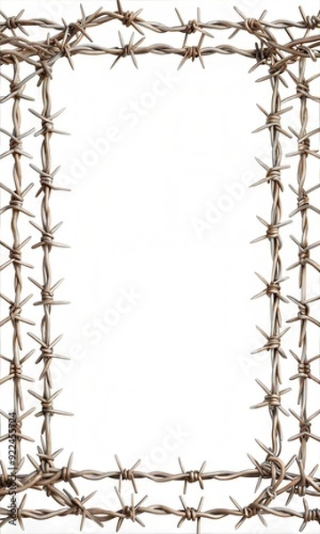 Fototapeta Grunge Metal with Barbed Wire Frame: Ideal Poster Background for Bold Graphic Design