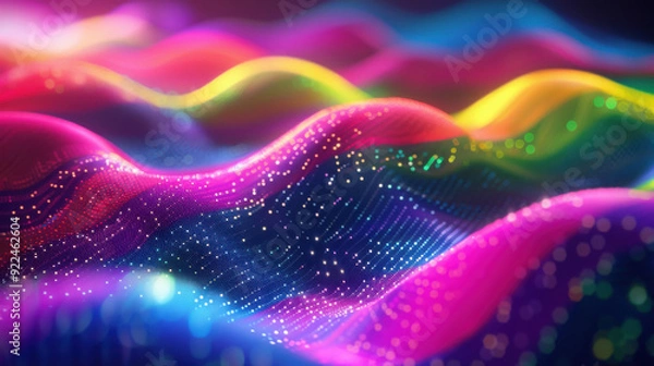 Obraz Pixels waves in rainbow style, in the style of whiplash line