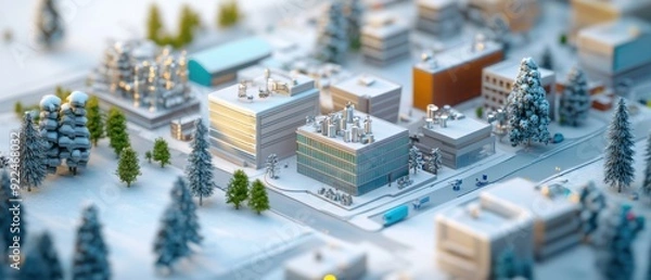 Fototapeta Futuristic Model of Urban Cityscape with Advanced High-Tech Production Facilities