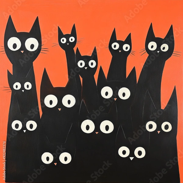 Obraz Black cat puzzle design