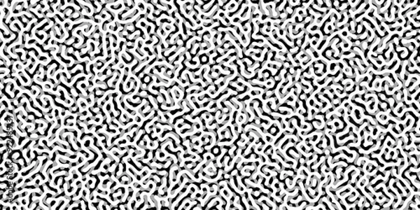 Fototapeta Abstract Turing organic wallpaper with background. Turing reaction diffusion monochrome seamless pattern with chaotic motion. Natural seamless line pattern. Linear design with biological shapes.