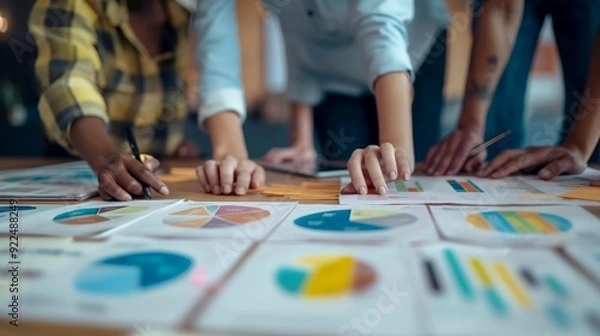 Fototapeta team of investors evaluating a startup's pitch deck to determine its viability