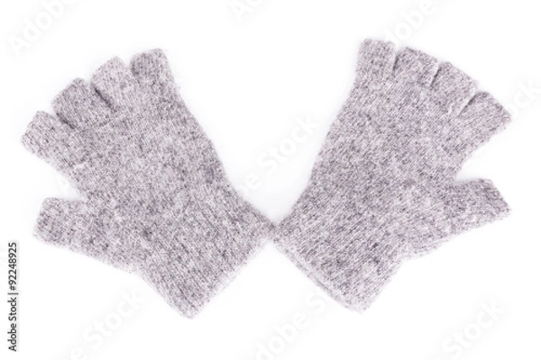 Obraz Wool fingerless gloves, isolated on white