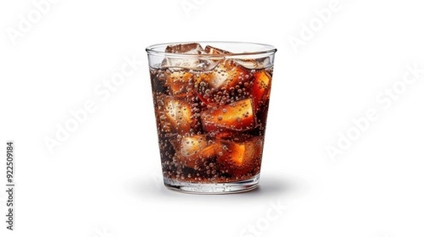 Fototapeta Refreshing Soft Drink in a Cup - Fast Food Editorial Photography for Foods Magazine in Professional Studio Setting on White Background